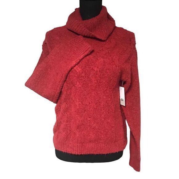 BP. Candy Red Cable Knit Turtleneck Sweater N0448 - Picture 2 of 8